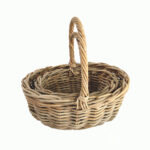 Import Rattan to Europe, Oval Shopping Basket With A Handle, Set of 2-0120-22-1189 - Rattan Export To Europe From Indonesia