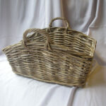 Curved Rectangular Basket W Handles, Natural Grey Rattan-0120-22-1182A - Indonesian Rattan Baskets